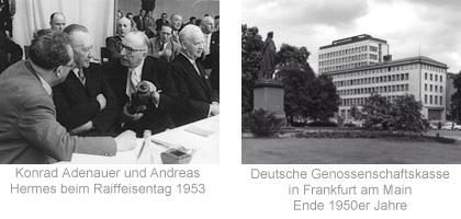Adenauer und Hermes beim Raiffeisentag